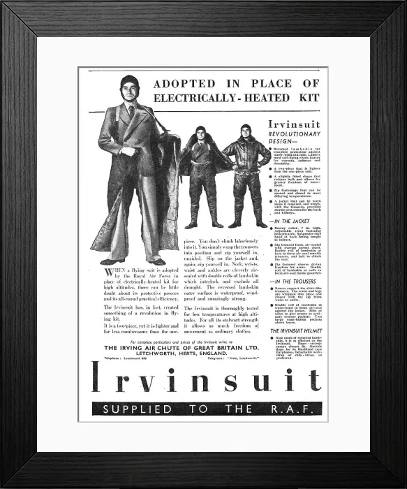 Framed Print : Irvin Air Chutes : Electrically Heated Irvinsuit Framed Print : Irvin Air Chutes : Electrically Heated Irvinsuit