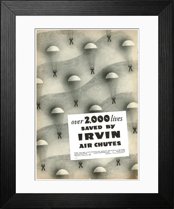 Framed Print : Over 2, 000 Lives Saved By Irvin Air Chutes Framed Print : Over 2, 000 Lives Saved By Irvin Air Chutes