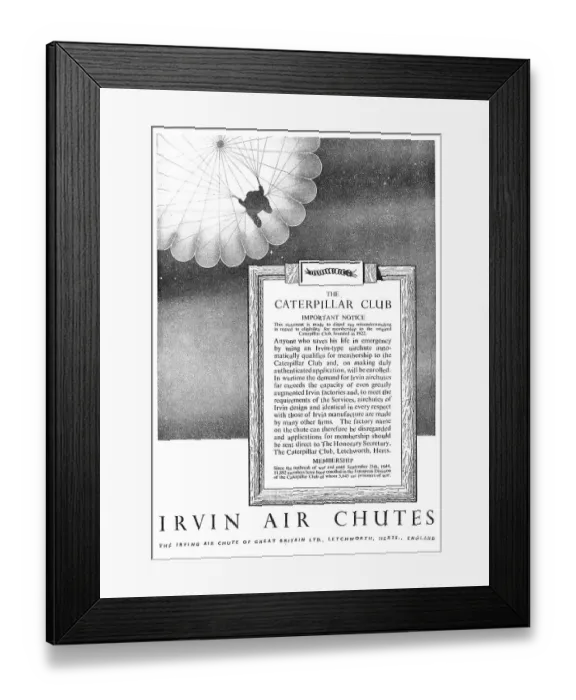 Framed Print : Irvin Air Chutes - Caterpillar Club Framed Print : Irvin Air Chutes - Caterpillar Club