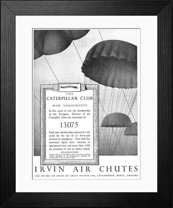 Framed Print : Irvin Air Chutes - Caterpillar Club War Enrolments Framed Print : Irvin Air Chutes - Caterpillar Club War Enrolments