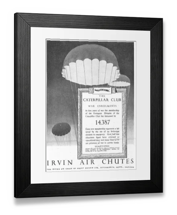 Framed Print : Irvin Air Chutes - Caterpillar Club War Enrolments Framed Print : Irvin Air Chutes - Caterpillar Club War Enrolments