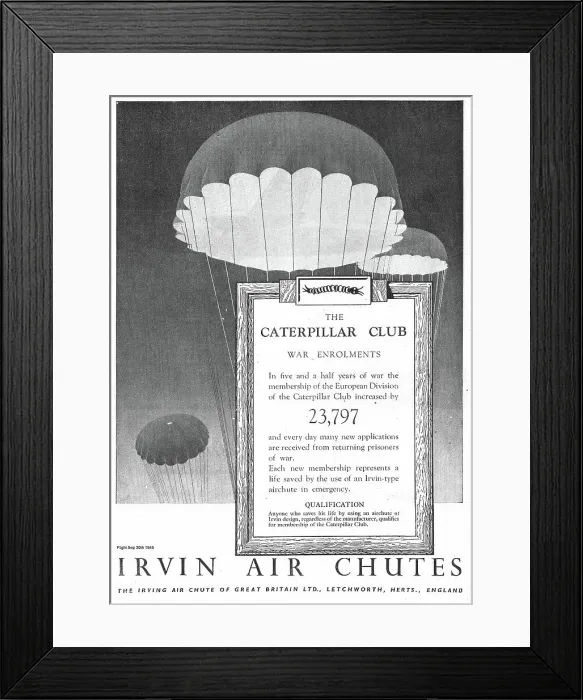 Framed Print : Irvin Air Chutes - Caterpillar Club Framed Print : Irvin Air Chutes - Caterpillar Club