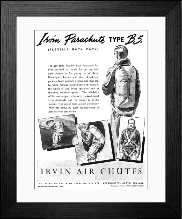 Framed Print : Irvin Parachute Type B5 (Flexible Back Pack) Framed Print : Irvin Parachute Type B5 (Flexible Back Pack)