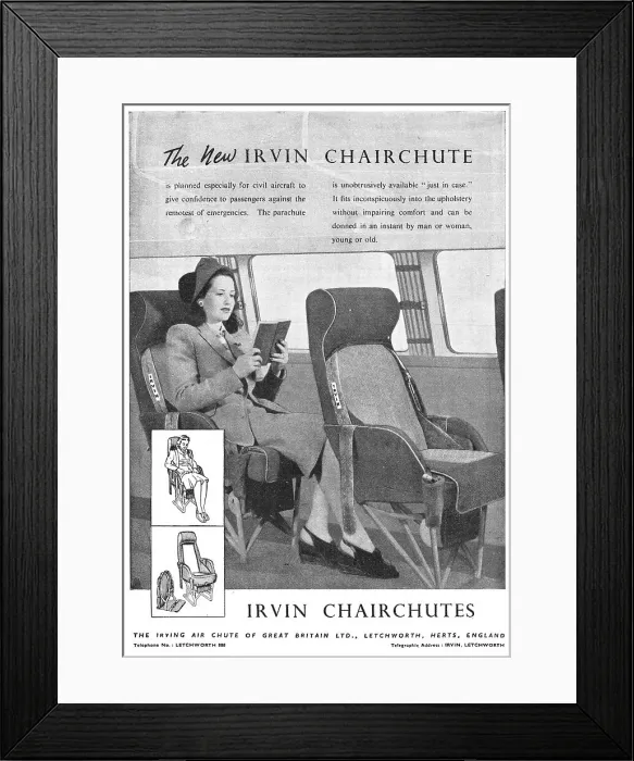 Framed Print : Irvin Parachutes - Irvin Chairchutes 1947 Framed Print : Irvin Parachutes - Irvin Chairchutes 1947