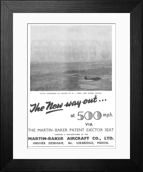 Framed Print : Martin-Baker - B.Lynch Ejection From Meteor At 500 MPH Framed Print : Martin-Baker - B.Lynch Ejection From Meteor At 500 MPH