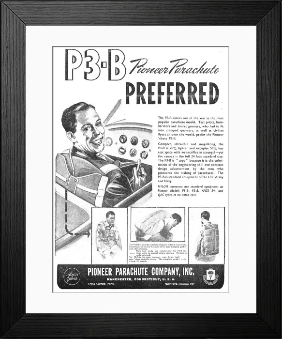 Framed Print : Pioneer Parachutes 1945 Framed Print : Pioneer Parachutes 1945