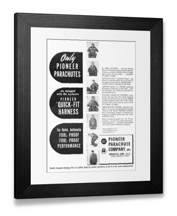 Framed Print : Pioneer Parachutes 1947 Framed Print : Pioneer Parachutes 1947