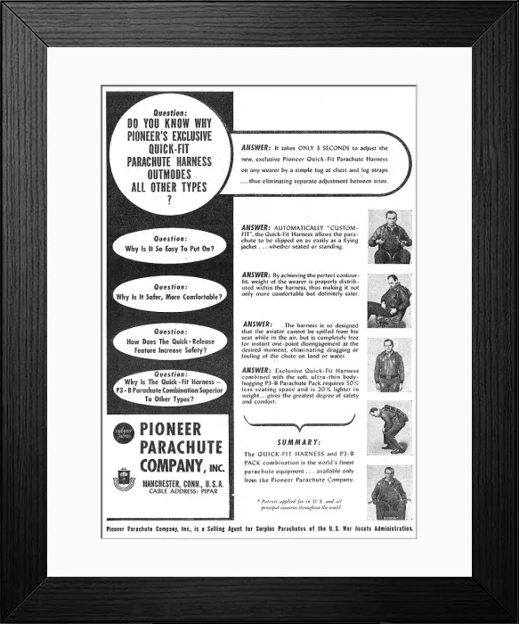 Framed Print : Pioneer Parachutes Framed Print : Pioneer Parachutes