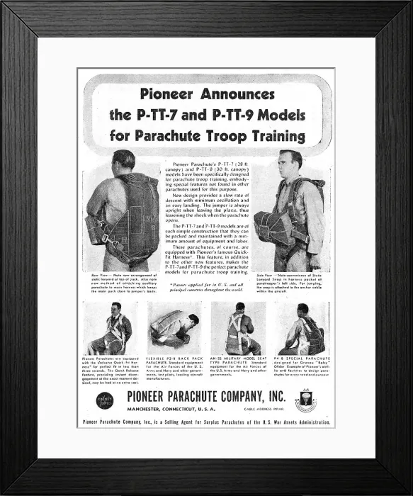 Framed Print : Pioneer Parachutes P-TT-7 P-TT-9 1947 Framed Print : Pioneer Parachutes P-TT-7 P-TT-9 1947