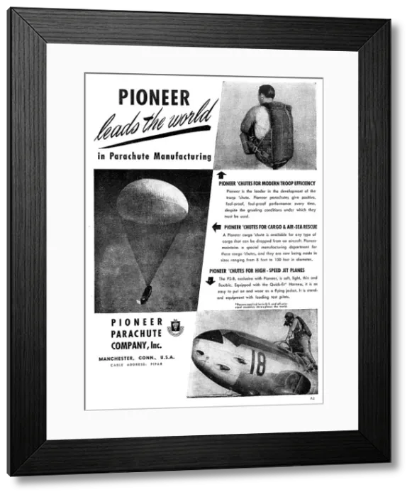 Framed Print : Pioneer Parachutes 1949 Framed Print : Pioneer Parachutes 1949
