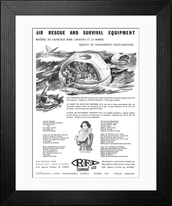 Framed Print : RFD Life Jcakets, Sea Desert & Arctic Survival Packs Framed Print : RFD Life Jcakets, Sea Desert & Arctic Survival Packs