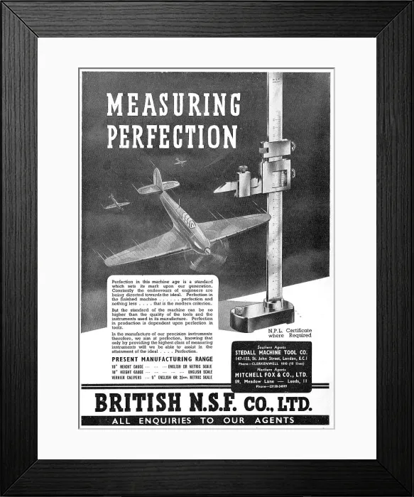 Framed Print : British N.S.F. Precision Measuring Instruments 1943 Advert Framed Print : British N.S.F. Precision Measuring Instruments 1943 Advert