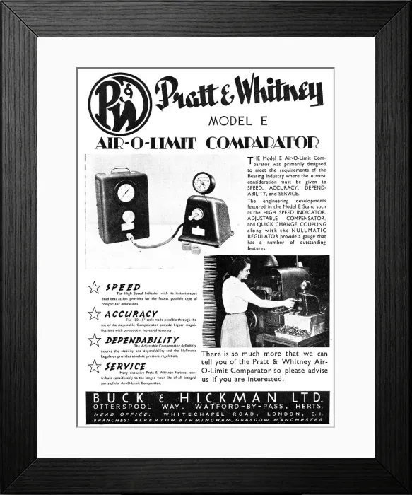 Framed Print : Buck & Hickman Pratt & Whitney Air-O-Limit Comparator Framed Print : Buck & Hickman Pratt & Whitney Air-O-Limit Comparator