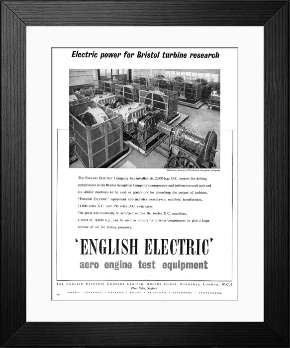 Framed Print : English Electric Power For Bristol Turbine Research Framed Print : English Electric Power For Bristol Turbine Research