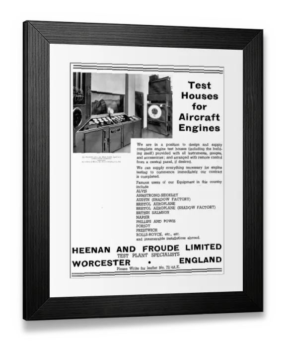 Framed Print : Heenan & Froude Aero Engine Test Houses