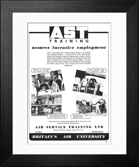 Framed Print : Air Service Training. AST Flying Training. Pilots Navigators Framed Print : Air Service Training. AST Flying Training. Pilots Navigators
