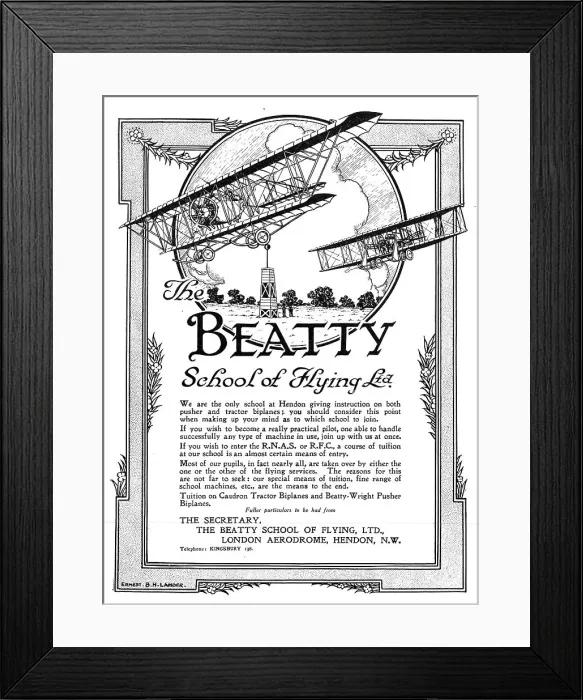 Framed Print : The Beatty School Of Flying Hendon Framed Print : The Beatty School Of Flying Hendon