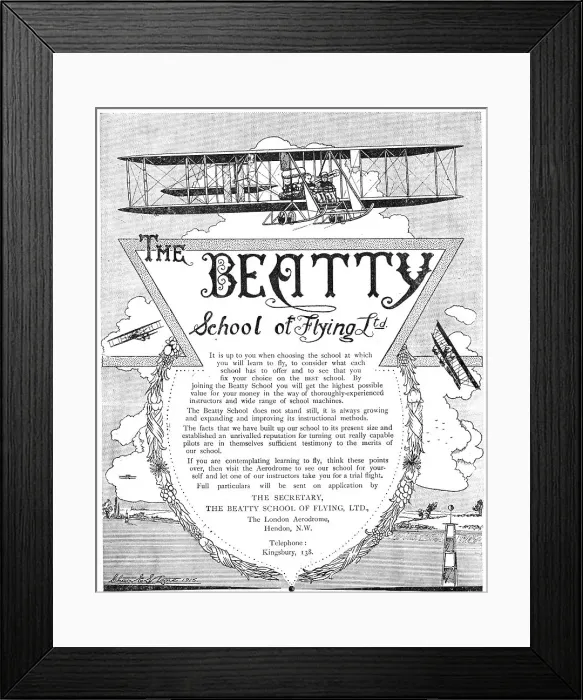 Framed Print : The Beatty School Of Flying 1915 Advert Framed Print : The Beatty School Of Flying 1915 Advert