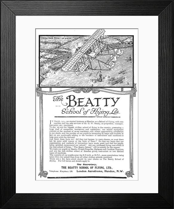 Framed Print : The Beatty School Of Flying Hendon Framed Print : The Beatty School Of Flying Hendon
