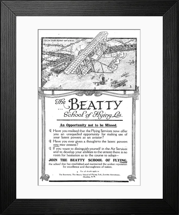 Framed Print : The Beatty School Of Flying - An Opportunity Framed Print : The Beatty School Of Flying - An Opportunity
