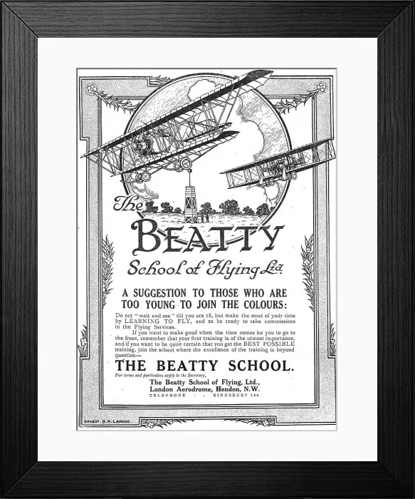 Framed Print : The Beatty School Of Flying Hendon Framed Print : The Beatty School Of Flying Hendon