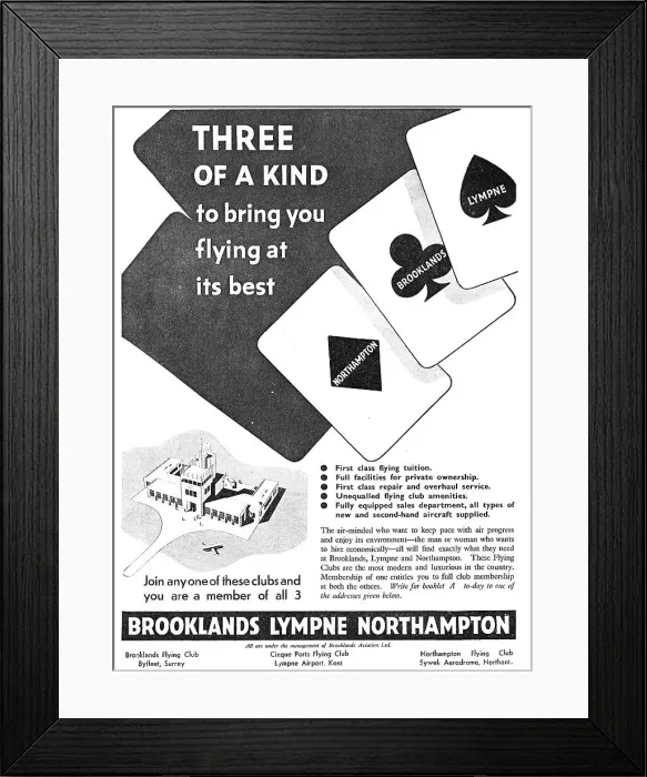 Framed Print : Brooklands Aviation - Training Sales Service - Lympne Sywell Framed Print : Brooklands Aviation - Training Sales Service - Lympne Sywell
