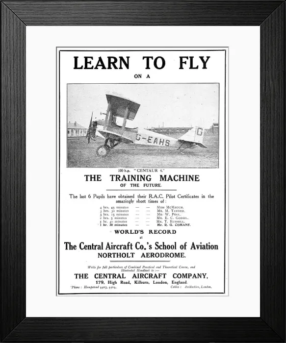 Framed Print : Central Aircraft Training Machine 100HP Centaur 4 G-EAHS Framed Print : Central Aircraft Training Machine 100HP Centaur 4 G-EAHS