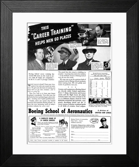 Framed Print : Boeing School Of Aeronautics, Oakland, California. 1938 Framed Print : Boeing School Of Aeronautics, Oakland, California. 1938