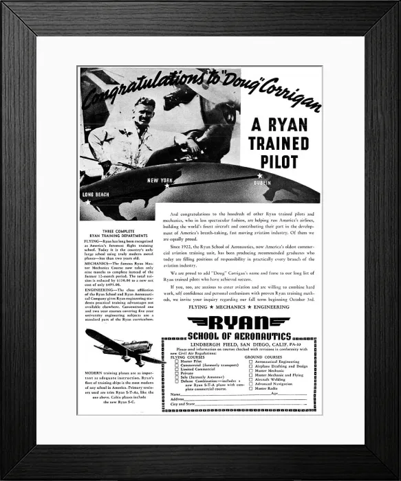 Framed Print : Ryan School Of Aeronautics. Lindbergh Field, San Diego. 1938 Framed Print : Ryan School Of Aeronautics. Lindbergh Field, San Diego. 1938