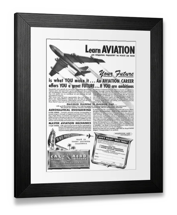Framed Print : Cal-Aero Technical Institute 1948 Framed Print : Cal-Aero Technical Institute 1948