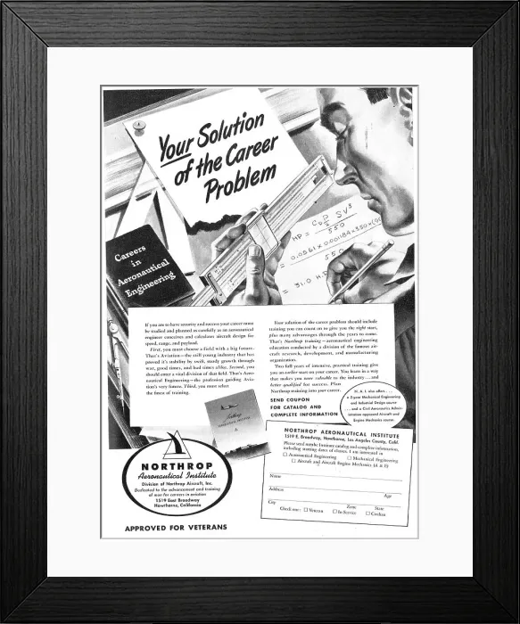 Framed Print : Northrop Aeronautical Institute 1948 Advert Framed Print : Northrop Aeronautical Institute 1948 Advert