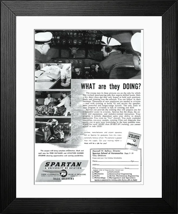 Framed Print : Spartan School Of Aeronautics 1949 Framed Print : Spartan School Of Aeronautics 1949