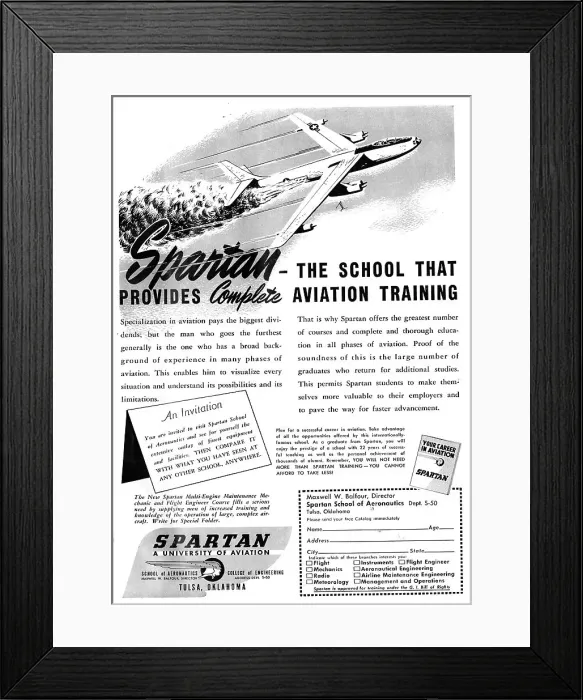 Framed Print : Spartan School Of Aeronautics 1950 Framed Print : Spartan School Of Aeronautics 1950