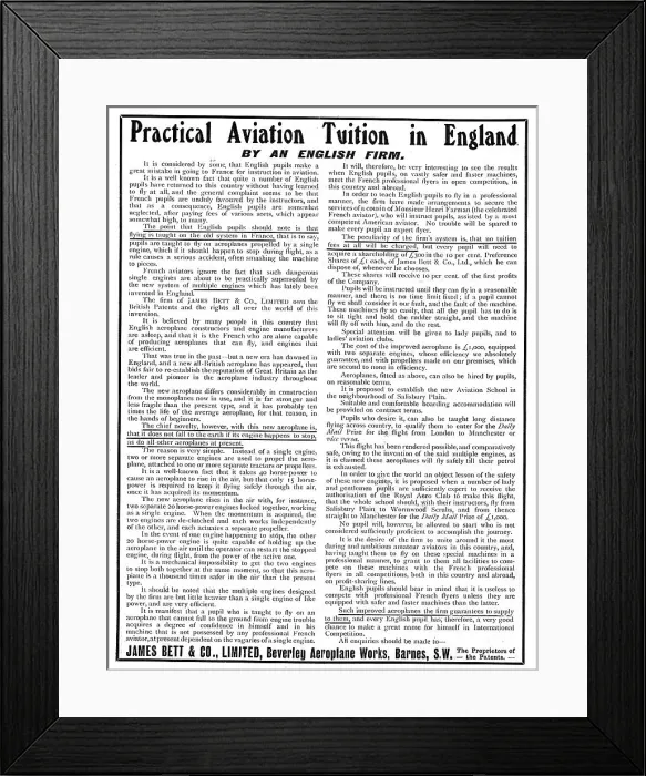 Framed Print : Practical Aviation Tuition By An Framed Print : Practical Aviation Tuition By An
