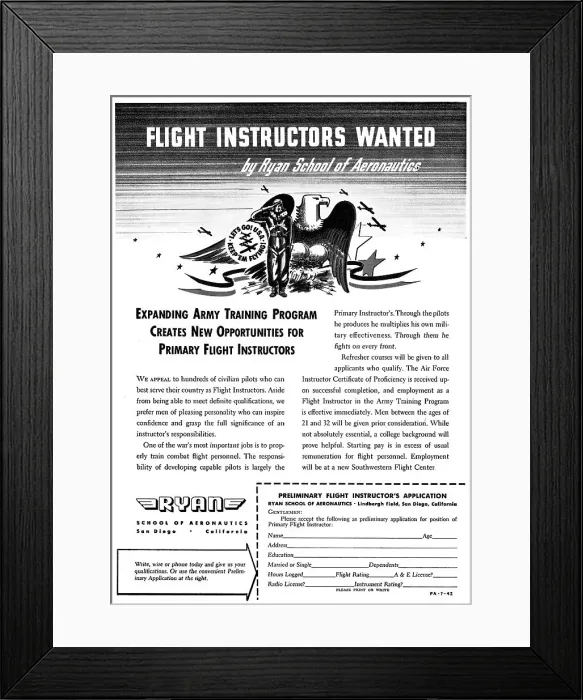 Framed Print : Ryan School Of Aeronautics Lindbergh Field San Diego Ca 1942 Framed Print : Ryan School Of Aeronautics Lindbergh Field San Diego Ca 1942