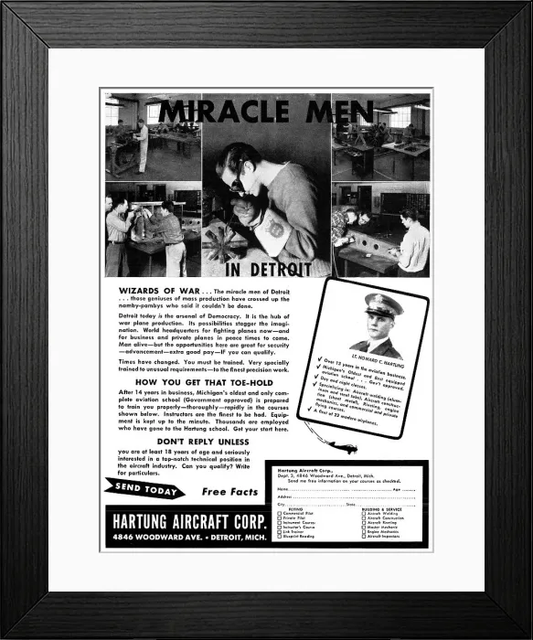 Framed Print : Hartung Aircraft Corp Detroit Michigan Framed Print : Hartung Aircraft Corp Detroit Michigan