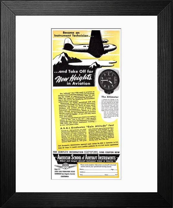 Framed Print : American School Of Aircraft Instruments Framed Print : American School Of Aircraft Instruments