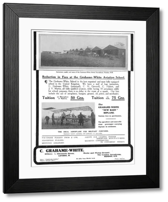 Framed Print : Learn To Fly At The Grahame-White Aviation School At Hendon Framed Print : Learn To Fly At The Grahame-White Aviation School At Hendon