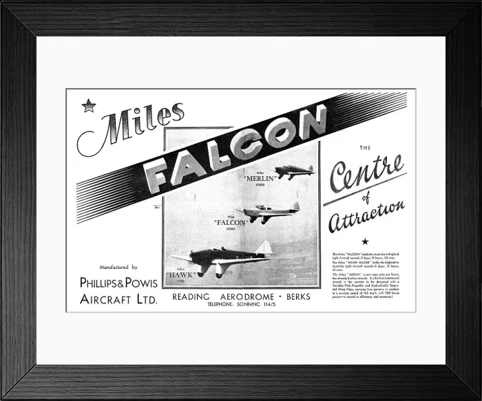 Framed Print : Phillips & Powis - Miles Hawk - Miles Falcon - Miles Merlin Framed Print : Phillips & Powis - Miles Hawk - Miles Falcon - Miles Merlin