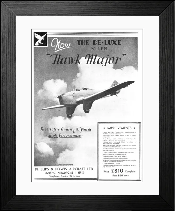 Framed Print : Phillips & Powis - Miles Hawk Major Framed Print : Phillips & Powis - Miles Hawk Major