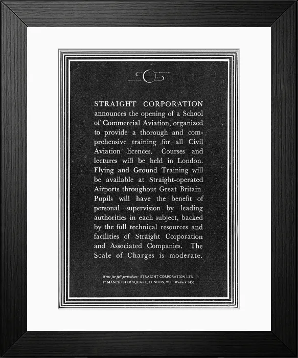 Framed Print : Straight Aviation Flying Training & Correspondence Courses Framed Print : Straight Aviation Flying Training & Correspondence Courses