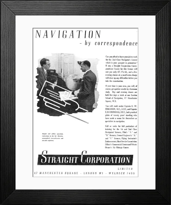 Framed Print : Straight Aviation Air Navigators Correspondence Course Framed Print : Straight Aviation Air Navigators Correspondence Course