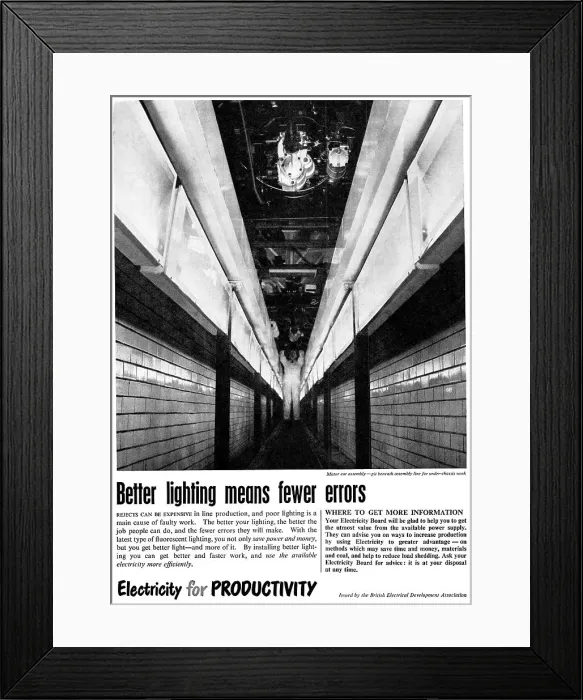 Framed Print : British Electrical Development Assn Electricity For Industry Framed Print : British Electrical Development Assn Electricity For Industry