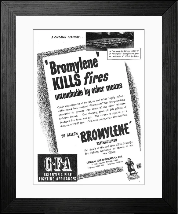 Framed Print : General Fire Appliance GFA - Bromylene Framed Print : General Fire Appliance GFA - Bromylene