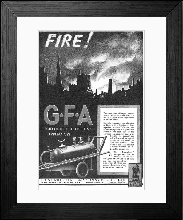 Framed Print : General Fire Appliance GFA Framed Print : General Fire Appliance GFA