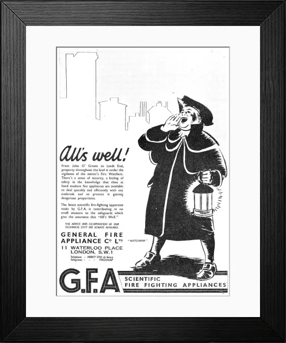 Framed Print : General Fire Appliance GFA Framed Print : General Fire Appliance GFA