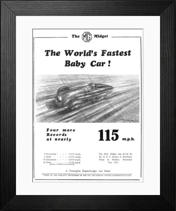 Framed Print : MG Midget - The Worlds Fastest Baby Car Framed Print : MG Midget - The Worlds Fastest Baby Car