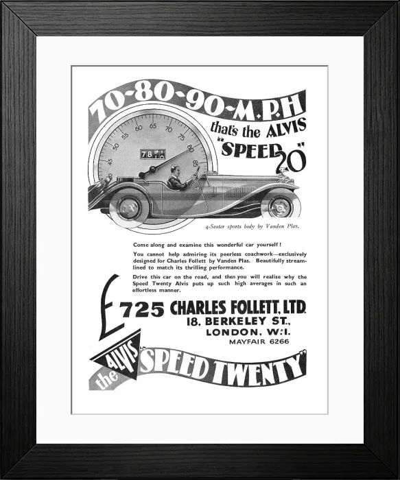 Framed Print : Alvis Speed 20 1933 Framed Print : Alvis Speed 20 1933