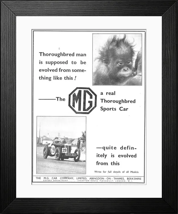 Framed Print : MG Cars Advert 1933 Framed Print : MG Cars Advert 1933
