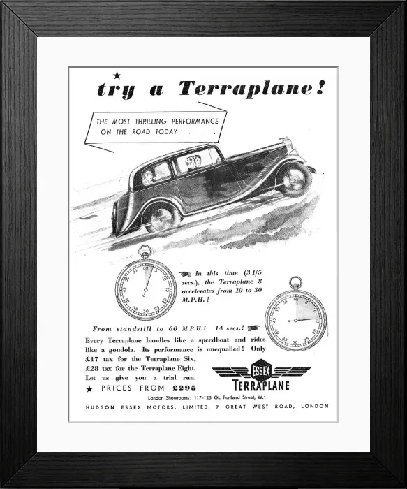 Framed Print : Essex Terraplane Car Advert 1933 Framed Print : Essex Terraplane Car Advert 1933